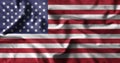 American flag painting on high detail of wave cotton fabrics . Royalty Free Stock Photo