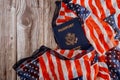 American flag and passports with the symbols of the United States of America