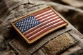 American flag patch rests on military fabric Royalty Free Stock Photo