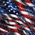 American Flag Patriotic background. Red White and blue colors with silver glitter. Seamless wallpaper tile Royalty Free Stock Photo