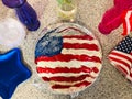 American flag patriotic cake.. RED, WHITE, & BLUE Royalty Free Stock Photo