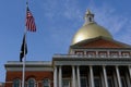 American Flag with POW MIA in front of State House Royalty Free Stock Photo