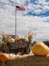American flag at a pumpkin patch Royalty Free Stock Photo