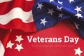 American flag on a red background. Veterans Day. honoring all who served. 11 november