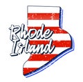 American flag in rhode island state map. Vector grunge style with Typography hand drawn lettering rhode island on map shaped old Royalty Free Stock Photo