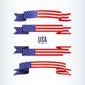 American flag ribbon stars stripes Patriotic American theme USA flag of a wavy ribbon shape icon Design element for Independence Royalty Free Stock Photo