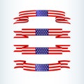 American flag ribbon stars stripes Patriotic American theme USA flag of a wavy ribbon shape icon Design element for Independence Royalty Free Stock Photo