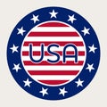 American Flag Round Sticker or Badge. Made in USA Label. Vector Icon Royalty Free Stock Photo