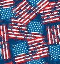 American flag seamless pattern with grunge distress texture