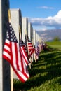 American flag at serviceman headstone Royalty Free Stock Photo