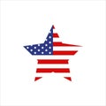American flag in the shape of a star, Patriotic symbol of the USA. Vector illustration of isolates