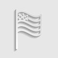 American flag sign. Paper style icon. Illustration Royalty Free Stock Photo