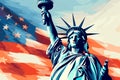 american flag and statue of liberty, AI generated Royalty Free Stock Photo