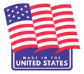 American flag sticker with made in United States badge