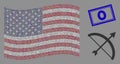 American Flag Stylization of Archery Bow and Textured 0 Seal