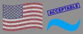 American Flag Stylized Composition of Water Wave and Textured Acceptable Stamp