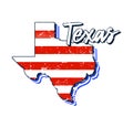 American flag in Texas state map. Vector grunge style with Typography hand drawn lettering Texas on map shaped old grunge vintage Royalty Free Stock Photo