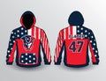 American flag theme stars and stripes fleece hoodie template Royalty Free Stock Photo