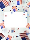 The American flag on a transparent multi-layer background. Happy Independence Day, July 4, USA. Veterans ' Memorial Day. Royalty Free Stock Photo