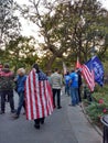 American Flag and Trump Supporters, Washington Square Park, NYC, NY, USA