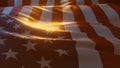 American Flag USA Flag Close up with Atmospheric Lighting 3d render Royalty Free Stock Photo