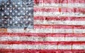 American flag of the USA on the old texture brick wall. Independence Day on July 4, Memorial Day and Veterans Day Royalty Free Stock Photo