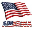 American Flag Waving with AMERICA and Stars and Stripes Royalty Free Stock Photo