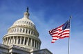 American flag waving with the Capitol Hill Royalty Free Stock Photo