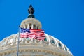 American flag waving in front of the Capitol in Washington D.C. Royalty Free Stock Photo