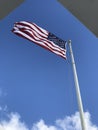 American Flag waving proudly at Pearl Harbor, Hawaii Royalty Free Stock Photo