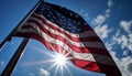 American flag waving in the summer sunlight generated by AI Royalty Free Stock Photo