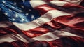 American flag waving in the wind close up. generative ai Royalty Free Stock Photo