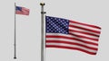 American flag waving in the wind. Close up of USA banner blowing, soft silk Royalty Free Stock Photo