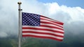 American flag waving in the wind. Close up of USA banner blowing, soft silk Royalty Free Stock Photo