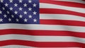 American flag waving in the wind. Close up of USA banner blowing, soft silk Royalty Free Stock Photo