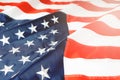 American flag waving in the wind, stars and stripes closeup Royalty Free Stock Photo