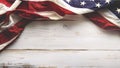 American flag on white wooden background with copy space. Top view Royalty Free Stock Photo