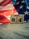 The American flag on a wooden background. Happy Independence Day, July 4, USA. Veterans ' Memorial Day. Royalty Free Stock Photo
