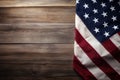 American flag on wooden background. USA flag on old wood background. American flag on wooden background, copy space, AI Generated Royalty Free Stock Photo