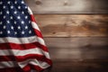 American flag on wooden background. USA flag on old wood background. American flag on wooden background, copy space, AI Generated Royalty Free Stock Photo