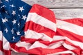 American flag on wooden table. Royalty Free Stock Photo