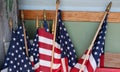 American flags against corner wall of home Royalty Free Stock Photo