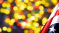 American flags border over defocused yellow bokeh lights background. Flyer Royalty Free Stock Photo