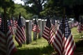 American flags at the cemetery, Veterans Memorial Day, Generative AI 1 Royalty Free Stock Photo