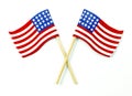 American flags crossed on white Royalty Free Stock Photo