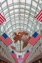 American flags decorations in Ohare airport Royalty Free Stock Photo
