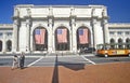 American flags fly at Union Station, Washington, DC