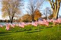 American flags flying in honor of veterans