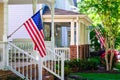American Flags on Front Porches Royalty Free Stock Photo