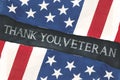 American flags with handwriting of thank you, veteran Royalty Free Stock Photo